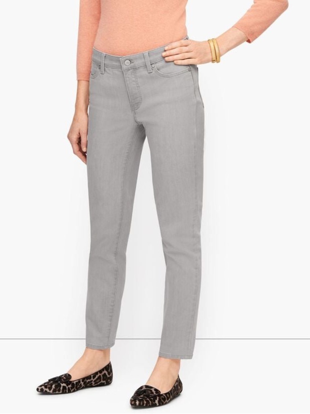 Talbots Slim Ankle Gray Jeans Size 10 Stretch Denim